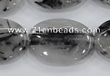 CRU89 15.5 inches 22*30mm oval black rutilated quartz beads wholesale