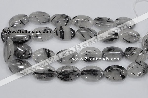 CRU89 15.5 inches 22*30mm oval black rutilated quartz beads wholesale