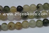 CRU900 15.5 inches 4mm round green rutilated quartz beads wholesale