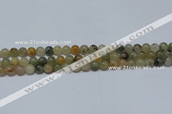 CRU902 15.5 inches 8mm round green rutilated quartz beads wholesale