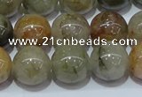 CRU904 15.5 inches 12mm round green rutilated quartz beads wholesale