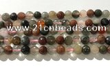 CRU912 15.5 inches 8mm faceted round mixed rutilated quartz beads