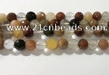 CRU914 15.5 inches 11mm faceted round mixed rutilated quartz beads