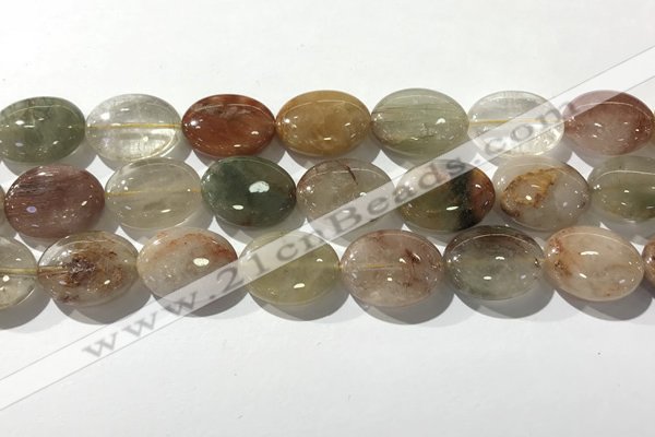 CRU924 15.5 inches 15*20mm oval mixed rutilated quartz beads wholesale