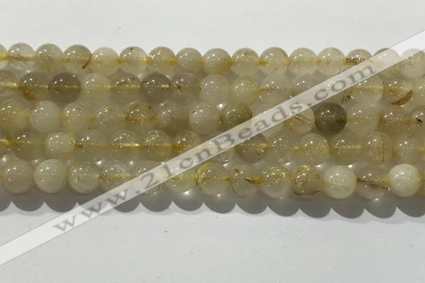 CRU927 15.5 inches 7mm round golden rutilated quartz beads wholesale