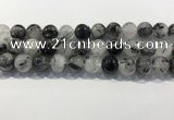 CRU932 15.5 inches 14mm round black rutilated quartz beads wholesale