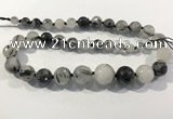 CRU938 8mm - 18mm faceted round black rutilated quartz graduated beads