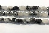 CRU940 12*18mm - 18*25mm faceted nuggets black rutilated quartz beads