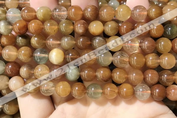 CRU948 15.5 inches 8mm round mixed rutilated quartz beads