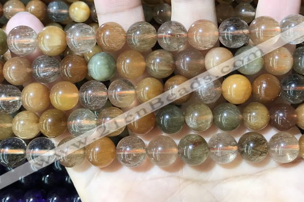 CRU949 15.5 inches 10mm round mixed rutilated quartz beads