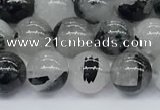 CRU954 15.5 inches 6mm round black rutilated quartz beads