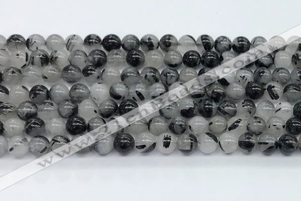 CRU954 15.5 inches 6mm round black rutilated quartz beads