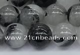 CRU955 15.5 inches 8mm round black rutilated quartz beads