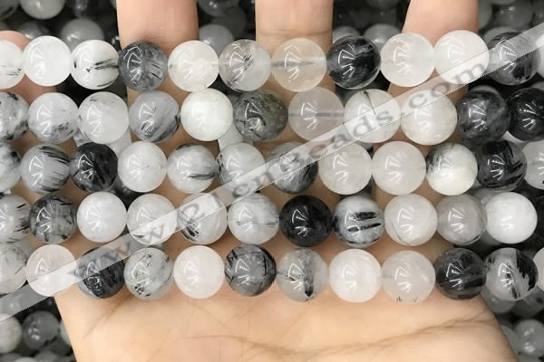 CRU963 15.5 inches 10mm round black rutilated quartz beads