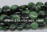 CRZ10 15.5 inches 10mm flat round ruby zoisite gemstone beads