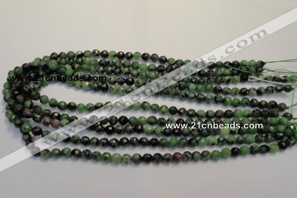 CRZ105 15.5 inches 6mm faceted round ruby zoisite gemstone beads