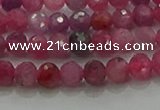 CRZ1120 15.5 inches 4mm faceted round natural ruby gemstone beads