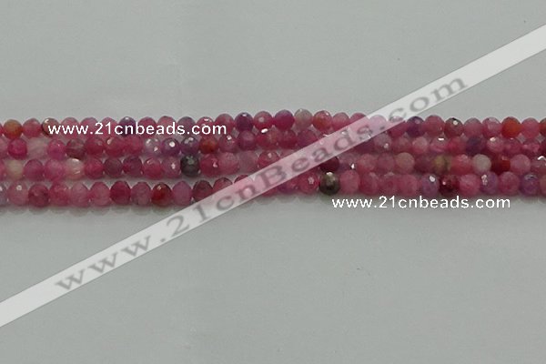 CRZ1120 15.5 inches 4mm faceted round natural ruby gemstone beads