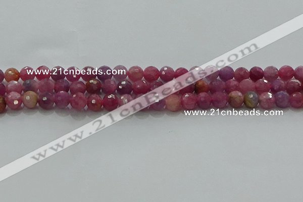 CRZ1122 15.5 inches 6mm faceted round natural ruby gemstone beads