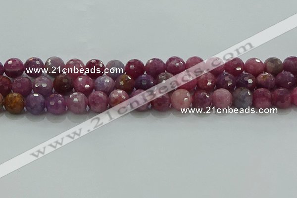 CRZ1125 15.5 inches 9mm faceted round natural ruby gemstone beads