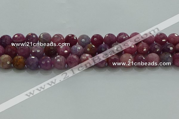 CRZ1126 15.5 inches 10mm faceted round natural ruby gemstone beads