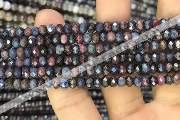 CRZ1136 15.5 inches 4*5mm faceted rondelle ruby & sapphire beads