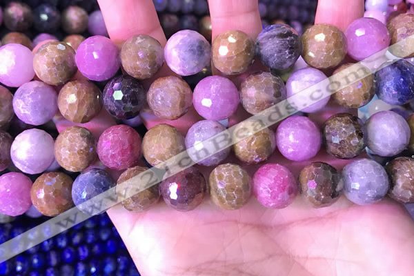 CRZ1145 15.5 inches 12mm faceted round ruby sapphire beads