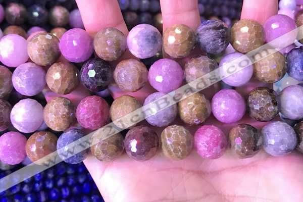 CRZ1146 15.5 inches 13mm faceted round ruby sapphire beads