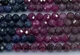 CRZ1200 15 inches 3mm faceted round ruby sapphire beads