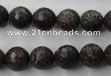 CRZ204 15.5 inches 12mm faceted round ruby zoisite gemstone beads