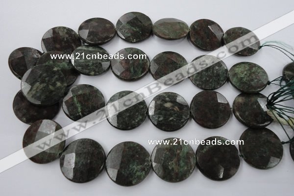 CRZ219 15.5 inches 30mm faceted coin ruby zoisite gemstone beads