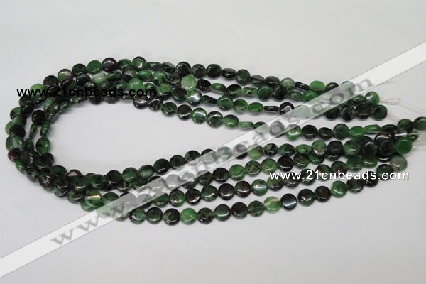 CRZ23 15.5 inches 8mm flat round ruby zoisite gemstone beads