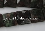 CRZ235 15.5 inches 15*15mm faceted square ruby zoisite gemstone beads