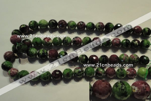 CRZ358 15.5 inches 14mm faceted round natural ruby zoisite beads