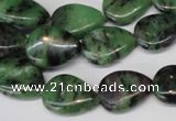 CRZ40 15.5 inches 13*18mm flat teardrop ruby zoisite gemstone beads