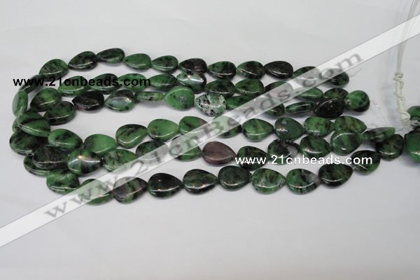 CRZ40 15.5 inches 13*18mm flat teardrop ruby zoisite gemstone beads