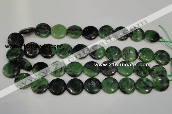 CRZ474 15.5 inches 20mm flat round ruby zoisite gemstone beads