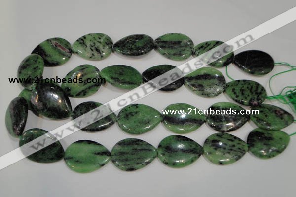 CRZ490 15.5 inches 22*30mm flat teardrop ruby zoisite gemstone beads