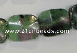 CRZ495 15.5 inches 18*22mm wavy rectangle ruby zoisite gemstone beads