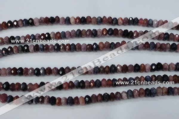 CRZ522 15.5 inches 4*6mm faceted rondelle natural ruby sapphire beads