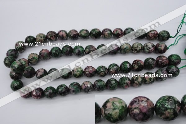 CRZ552 15.5 inches 13mm faceted round Chinese ruby zoisite beads