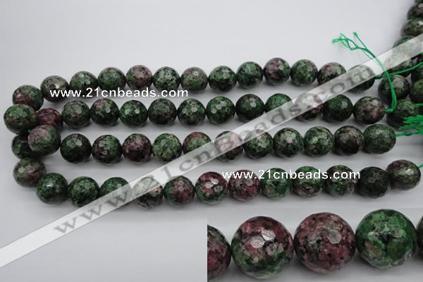 CRZ553 15.5 inches 15mm faceted round Chinese ruby zoisite beads