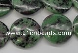 CRZ57 15.5 inches 22mm flat round ruby zoisite gemstone beads