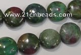 CRZ623 15.5 inches 14mm flat round New ruby zoisite gemstone beads