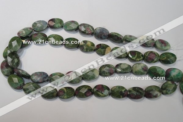 CRZ643 15.5 inches 13*18mm facetec oval New ruby zoisite gemstone beads