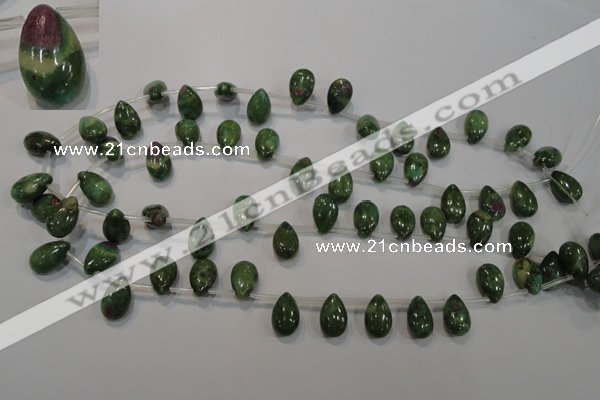 CRZ649 Top-drilled 9*14mm flat teardrop New ruby zoisite gemstone beads