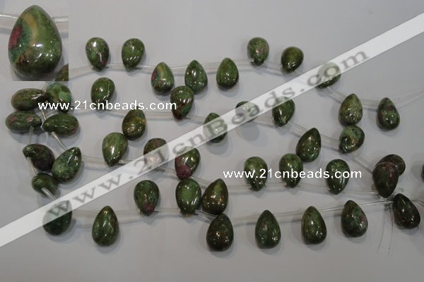 CRZ650 Top-drilled 12*18mm flat teardrop New ruby zoisite gemstone beads