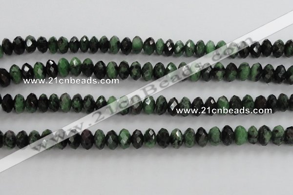 CRZ703 15 inches 6*10mm faceted rondelle ruby zoisite gemstone beads