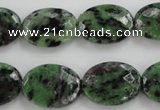 CRZ710 15 inches 15*20mm faceted oval ruby zoisite gemstone beads