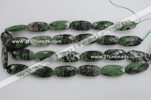 CRZ711 15 inches 15*30mm faceted oval ruby zoisite gemstone beads